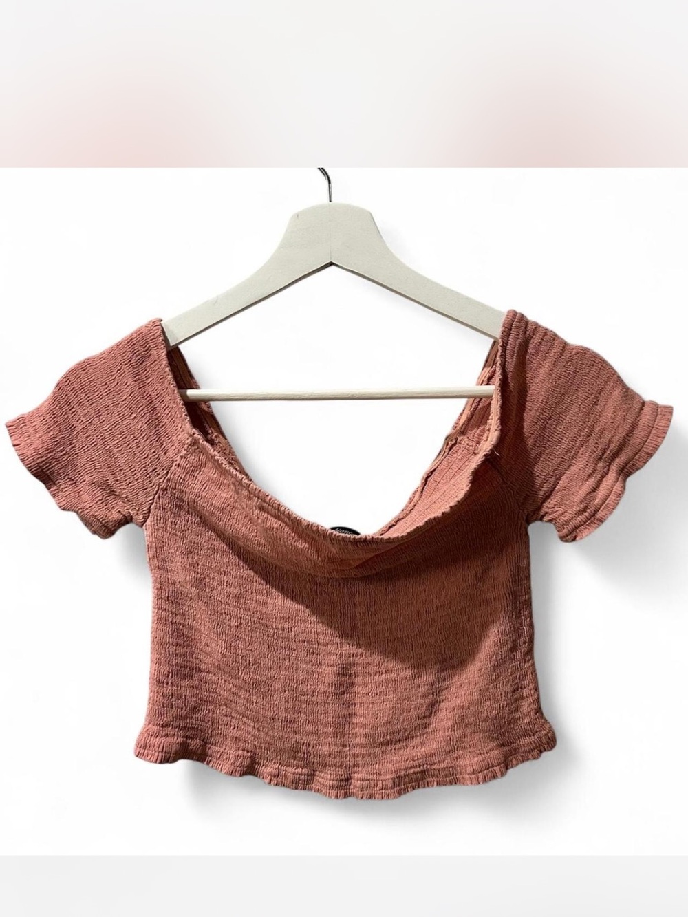 Off-Shoulder Ribbed Crop Top Light Pink